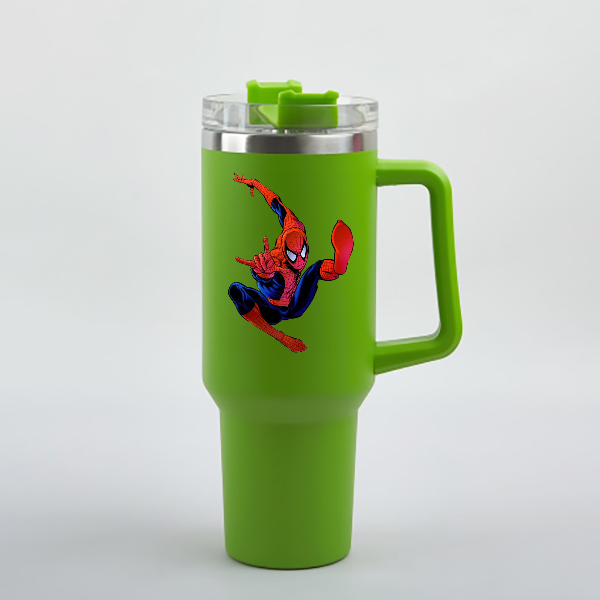 （画像用） Spider Man スパイダーマン 1200mL車用タンブラー - クリスタルステッカー（プラスチックストロー付き）